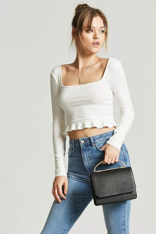 ‘Kenny’ square neck crop top.