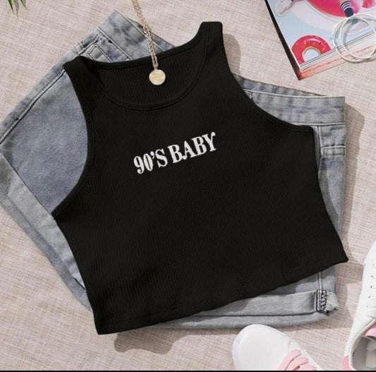 ‘Baby’ ribbed tank top.