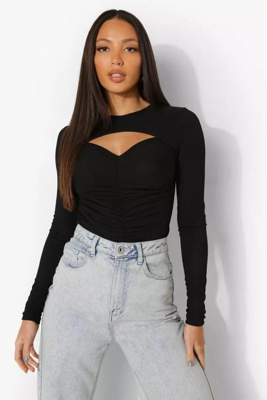 ‘Cut-out’ ribbed top.