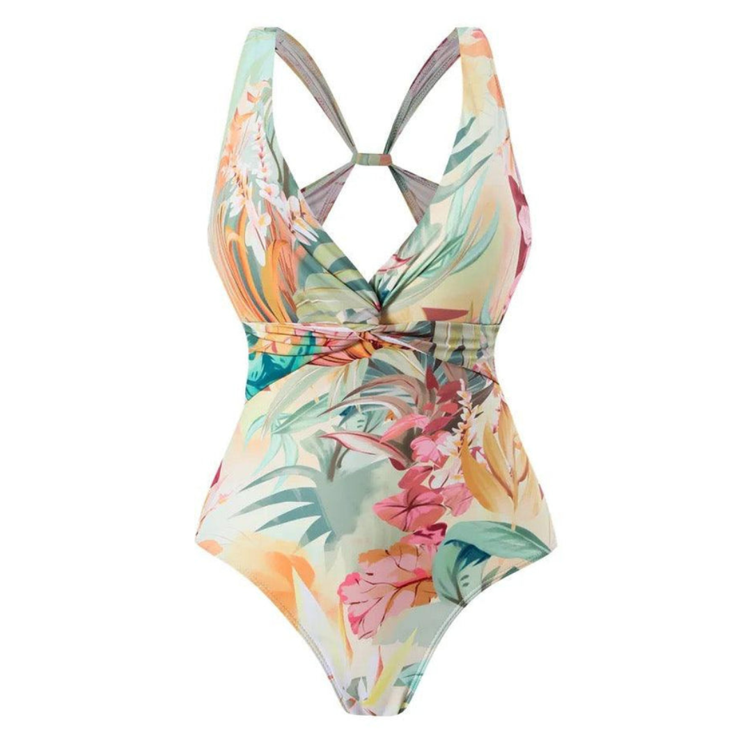 'Chasing sunset' padded monokini with sarong.