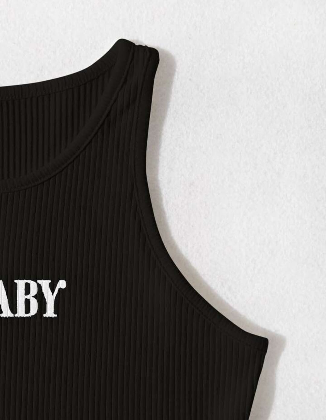 ‘Baby’ ribbed tank top.