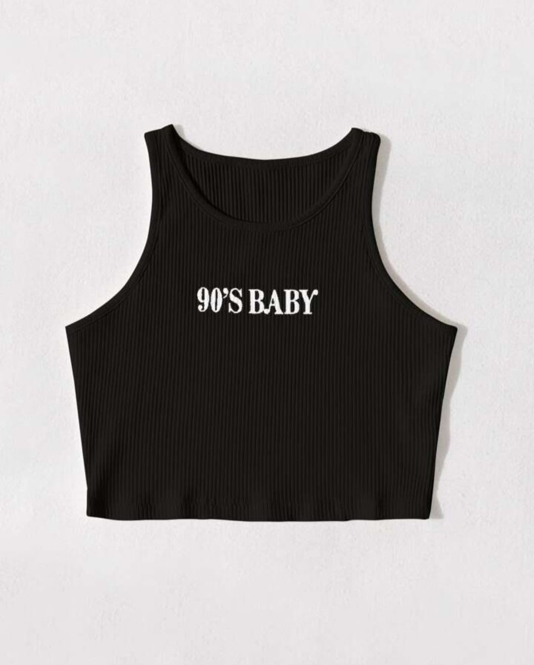 ‘Baby’ ribbed tank top.