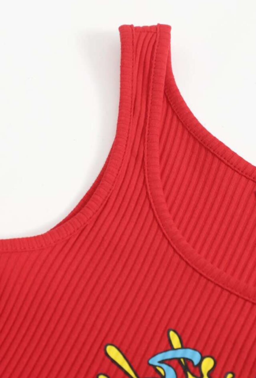 ‘Spoiled’  ribbed tank top.